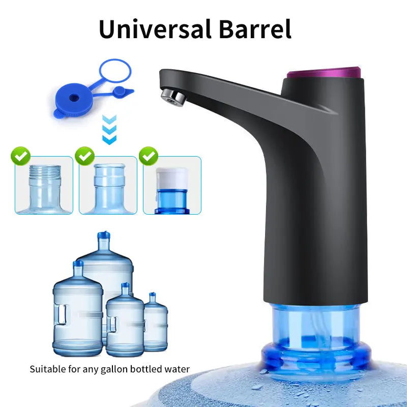 HiPiCok Electric Water Dispenser with Universal Bucket Cap Water Bottle Pump USB Automatic Water Pump for any Gallon Bottle