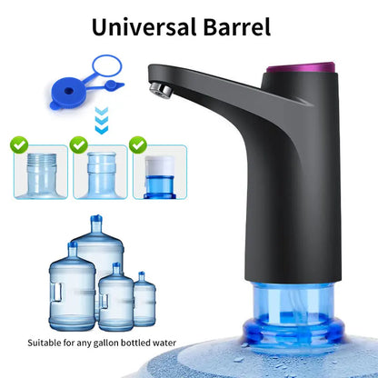 HiPiCok Electric Water Dispenser with Universal Bucket Cap Water Bottle Pump USB Automatic Water Pump for any Gallon Bottle