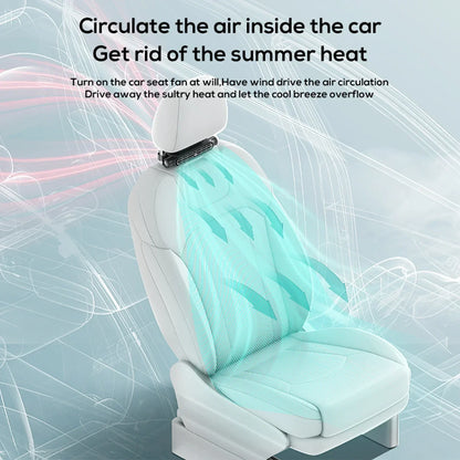 Portable Car Seat Fan with USB Power Adjustable 3-Speed Turbine Headrest and Backrest Cooling Fan Leafless Design Amagi