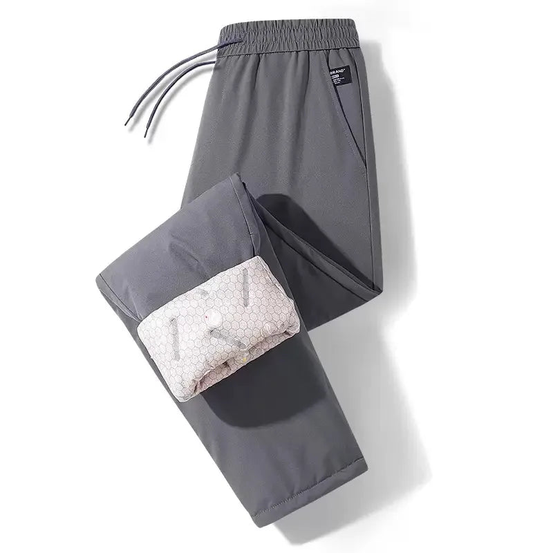 Autumn and Winter Fashion Solid Color Thickened Warm Straight Leg Down Jacket Pants Men's Casual Loose Sports Plus Size Trousers