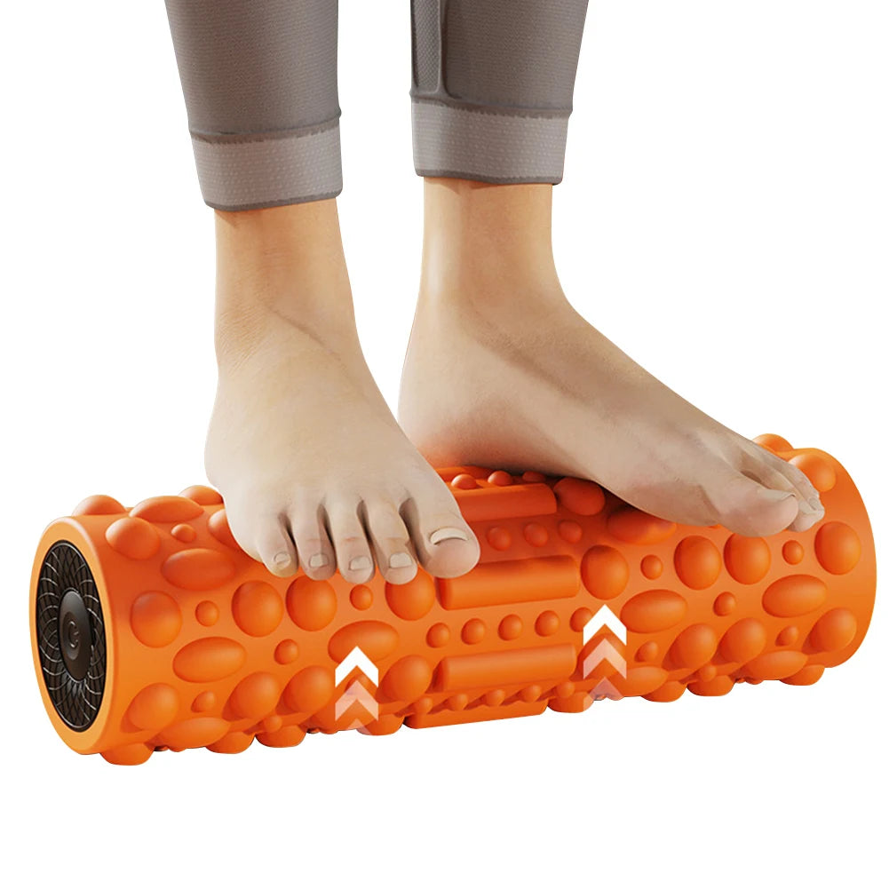 Electric Vibrating Foam Roller Massage Column Rechargeable Exercise Roller 5 Modes Muscle Roller for Bodybuilding