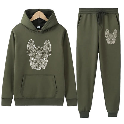 Men's and women's printed hooded sweatshirts and pants animal paw printed sportswear running autumn and winter casual fashion