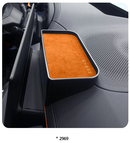 For Zeekr 001 2024 Storage Box Behind The Central Control Screen Navigation Screen Storage Alcantara suede Car Accessories