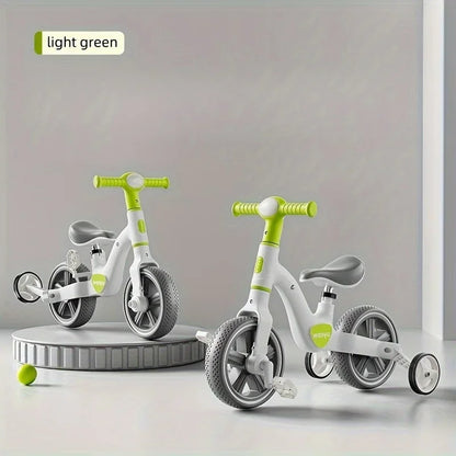 2-in-1 Kids Balance Bike Kids Trike with Training Wheels Removable Pedal Headlight Adjustable Seat Lightweight Scooter for Kids