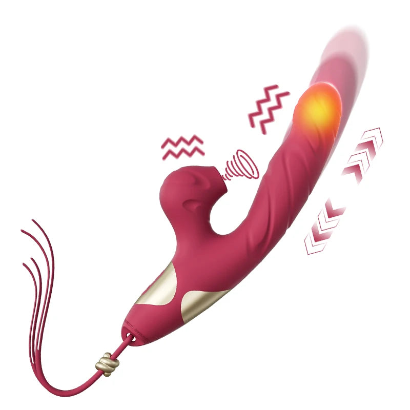 Dual G Spot Vibrator for Women Jissbon Rosy Bloom Double Head Clitoris Massager with 10 Speeds Rechargeable Adult Sex Toy