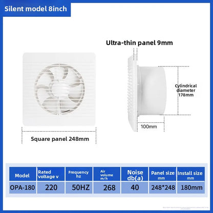4"6"8" Electric Exhaust Fan Toilet Powerful Mute Extractor Household Wall Kitchen Inbline Duct Fan Ventilation Fan