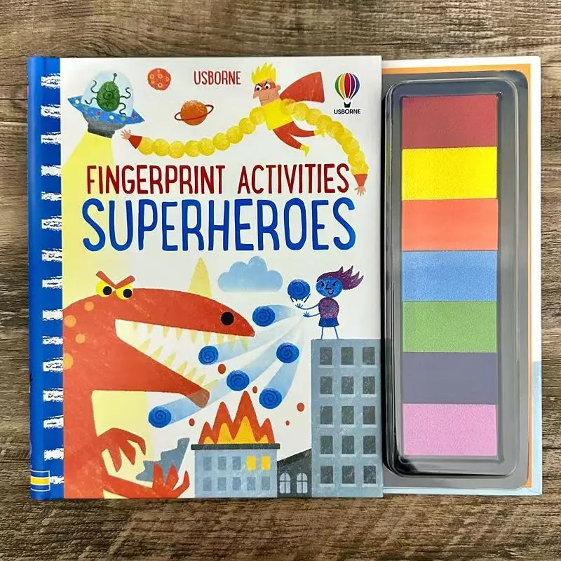Children Fingerprinting Books with Rubber Stamps Ink Pad kids Activities Doodling Book Animal Garden Kindergarten DIY Craft Toy
