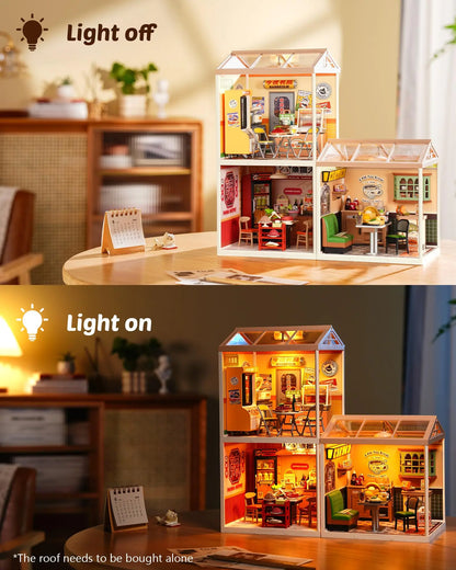 Rolife Night Out Food Stall DIY Modern Miniature House Themed Restaurant Assembly Model Kit For Model Enthusiasts Kids Adults