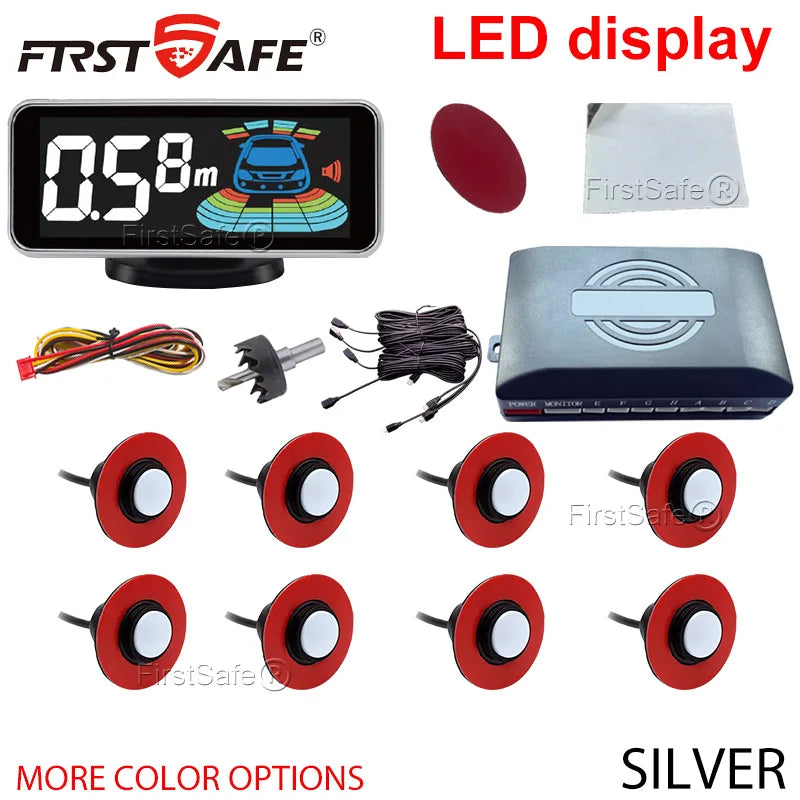 Multi Radar Parking Sensor Kit Backlight LED Display Multi Language Voice Reverse Detector 6/8 Sensors Universal Auto Safety