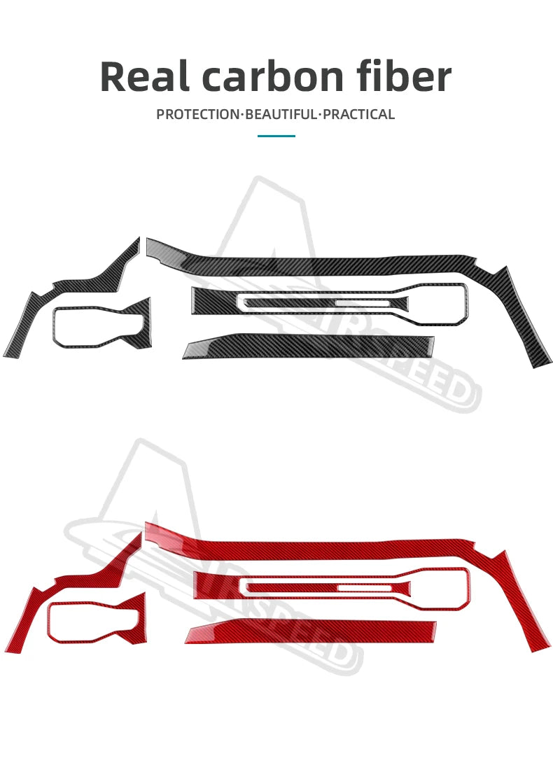 Real Soft Carbon Fiber Sticker For Ford Mustang GT Dark Horse EcoBoost 2024 2025 2026 LHD RHD Car Center Console AC Outlet Trim