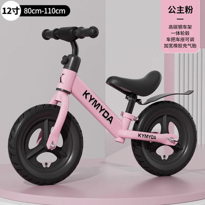 KYMIDA Balance Bike No Pedal Gliding Bike Adjustable Height High Carbon Steel Frame Integrated Hub Solid Tires Outdoor Sport