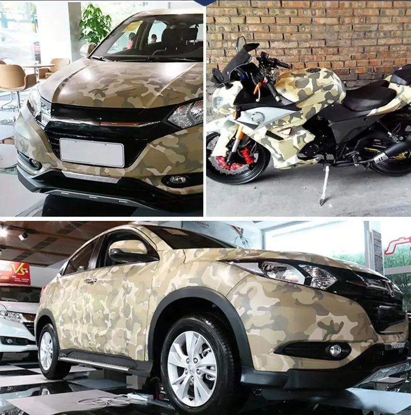 Premium Desert Camouflage Vinyl Wrap Roll Air-Release Adhesive Decal Film Sheets Car Wrapping Foil