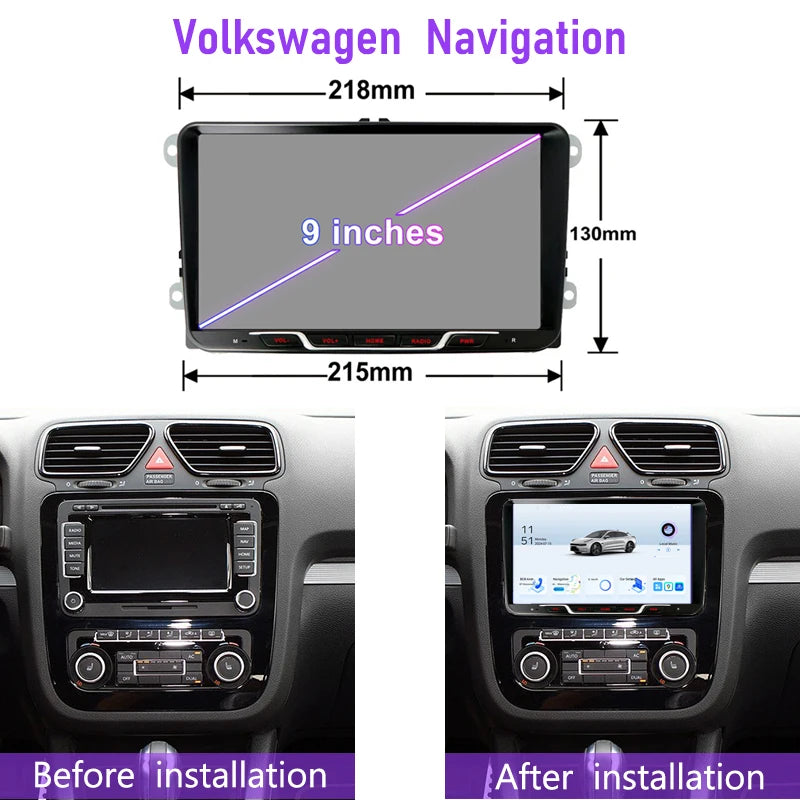 9" 4GB+64GB For VW Scirocco 2008-2015 Car Radio 2DIN Google Map Head Unit GPS Android Auto Stereo Steering Wheel Control