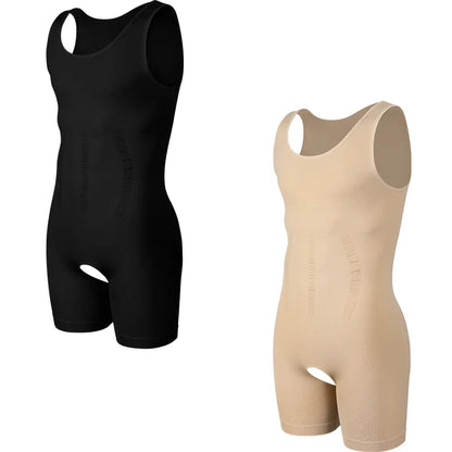 Men's Sleeveless Bodysuit Shapewear Tummy Control Full Body Shaper Open Crotch Butt Lifter Slimming Fajas Vest Muscle Knitting
