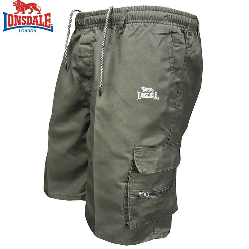 Summer Men's Baggy Workwear Shorts Quick-Drying Printed Design Multi-Pocket Elastic Waist Outdoor Sports Cycling Shorts