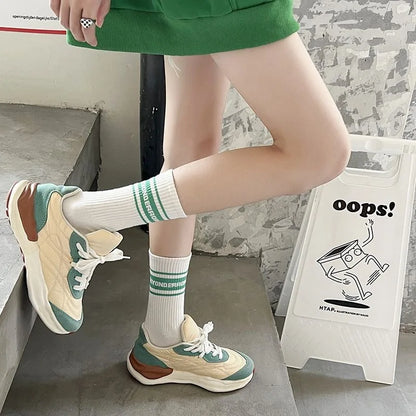 5 Pairs Men's Socks Set Casual Korean Retro Simple Verstaile Preppy Style Retro Sports Comfortable High-quality Cotton Socks