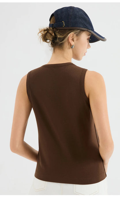 KX7613768 Luxury Chic Glitter Blouse Women's Viscose Elastane Sequin Tank Top Polyester Lining Fitted Vest