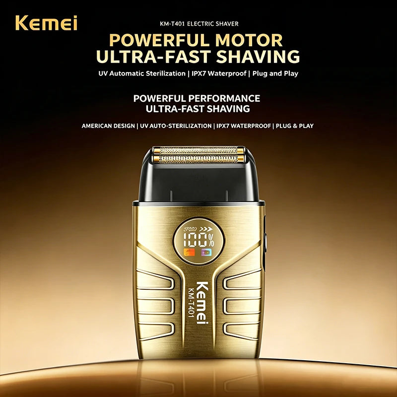 KEMEI KM-T401 Electric Shaver Hair Rechargeable Facial & Beard Foil Razor For Men Bald Head Shaving For Men Machine Barber