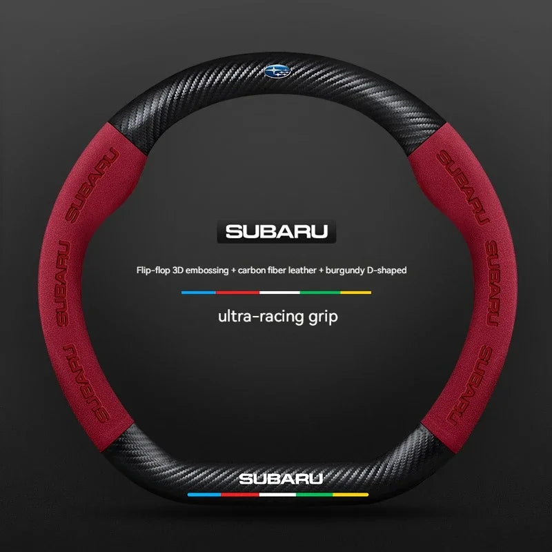 For Subaru STI Brz Wrx Xv Ascent Forester Outback Impreza Legacy Car Suede Carbon fiber Anti-slip Ventilate Steering Wheel Cover