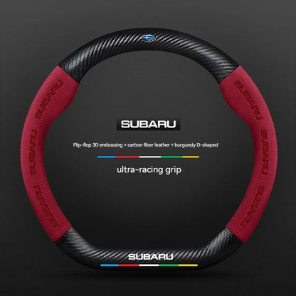 For Subaru STI Brz Wrx Xv Ascent Forester Outback Impreza Legacy Car Suede Carbon fiber Anti-slip Ventilate Steering Wheel Cover