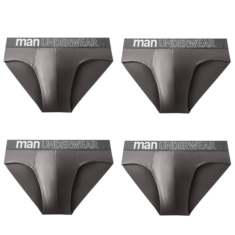 4pcs Men's Sexy Briefs Student Fashion Underwear Men's Panties Breathable Elastic Large Size Male Underpants Letter waist print