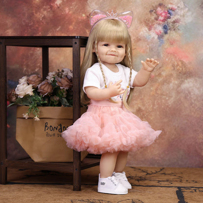 KEIUMI 55CM Reborn Baby Doll Silicone Vinyl Soft Touch Body Lifelike Handmade 3D Painted Skin Waterproof Bath Dolls Cuddly Toy