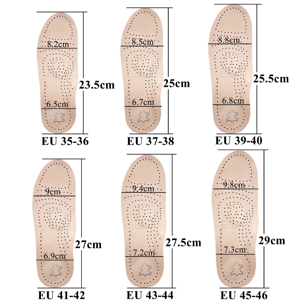 EiD Genuine Leather Orthotic Insole Orthopedic Flat Foot Health Sole Pad For Shoes Insert Arch Support Pad For Plantar Fasciitis