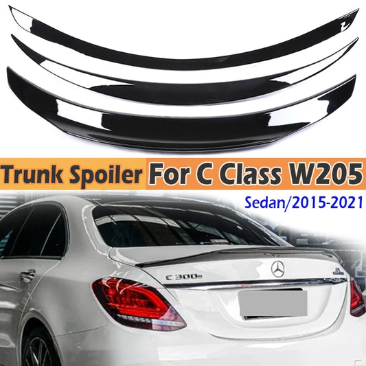 Boot Rear Carbon Fiber Trunk Spoiler for Mercedes Benz C Class Sedan W205 Deflector C63s AMG PSM Style Gloss Black 2015-2021