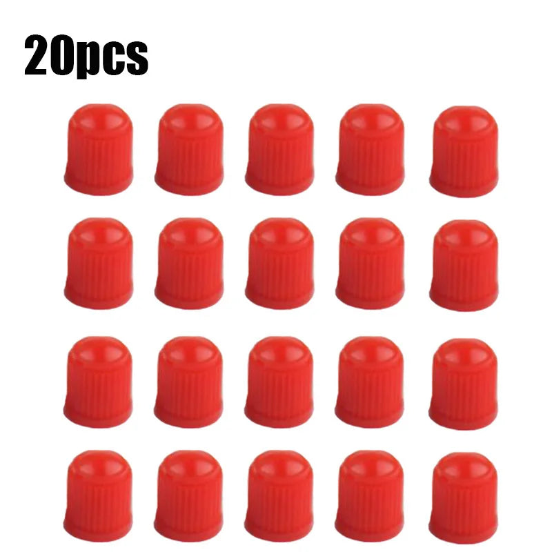 20Pcs Car Tire Tyre Valve Caps with O Rubber Ring Dust Covers Plastic Black Grey Red Stem Valve Caps for Cars Motorcycles Bike