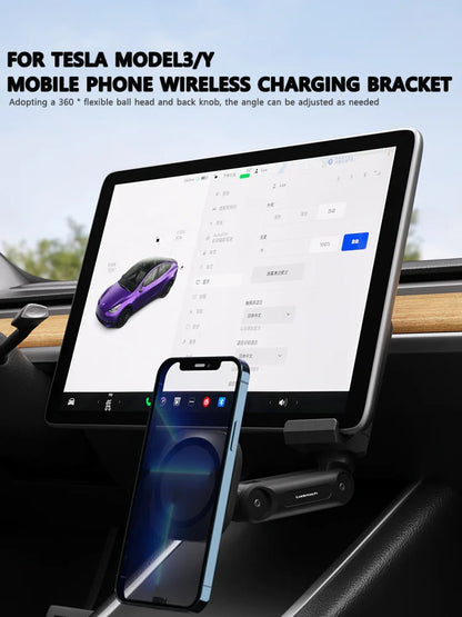 VASTZ Adjustable Wireless Charger Mobile Phone Mount Central Control Screen Magnetic Car Cell Phone Holder For Tesla Model 3 Y