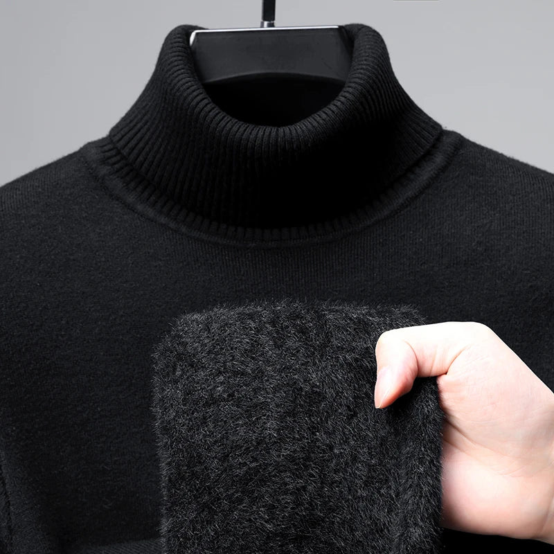 Luxury brand high-quality fashionable versatile high necked knitted sweater with cashmere base sweater
