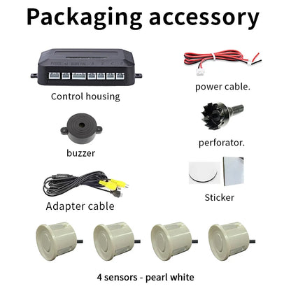 Rear View Parking Sensor System 4 Waterproof Sensors 22mm AHD/CVBS Compatible Display Car Safety Radar For Vehicle Truck Van RV