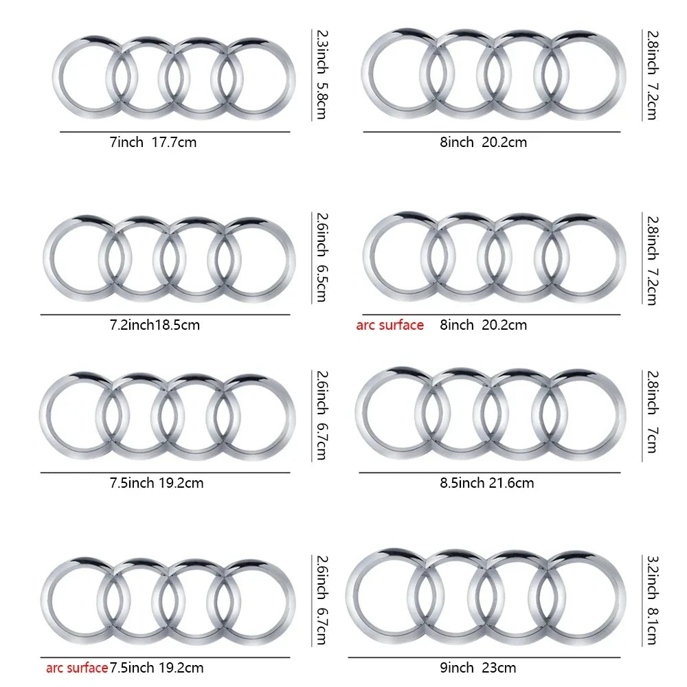 Black Silver ABS 4 Ring Car Hood Bonnet Front Grill Trunk Rear Emblem Logo Badge Sticker For Audi A3 A4 A5 A6 A7 TT Q2 Q3 Q5 Q8