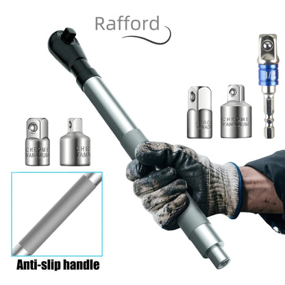 Offset Impact Extension Wrench Ratchet Wrench Chain Drive Wrench Extender with 1/2" Socket Bit Adapter for Auto Repair