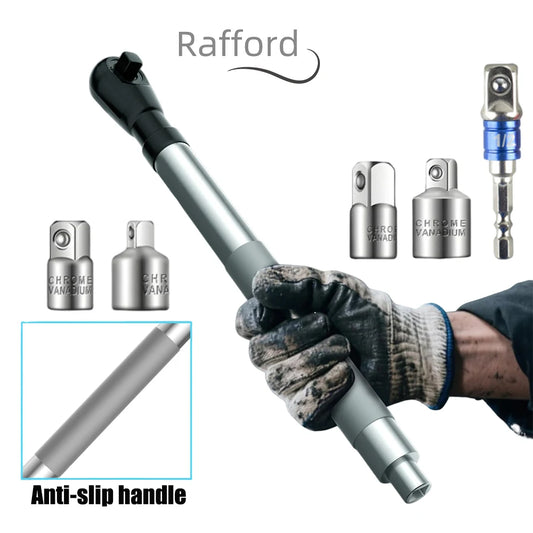 Offset Impact Extension Wrench Ratchet Wrench Chain Drive Wrench Extender with 1/2" Socket Bit Adapter for Auto Repair