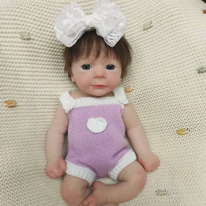13 Inch/33cm Open Mouth & Rooted Hair Silicone Reborn Girl Doll Felicia Handmade Painted Skin Soft Touch bebe reborn de silicona