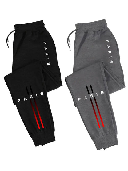 2-Pack Men's Polyester Joggers, Drawstring Waist, Wrinkle-Resistant, Breathable, Slim-Fit, Cuffed Hem, Drop-Dead Drape,