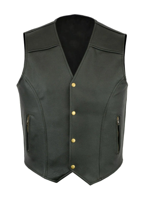 Men Motorcycle Leather Vest Solid Color Large Pocket Sleeveless Biker Jackets Vintage Casual Vest Male Plus Size S-5XL