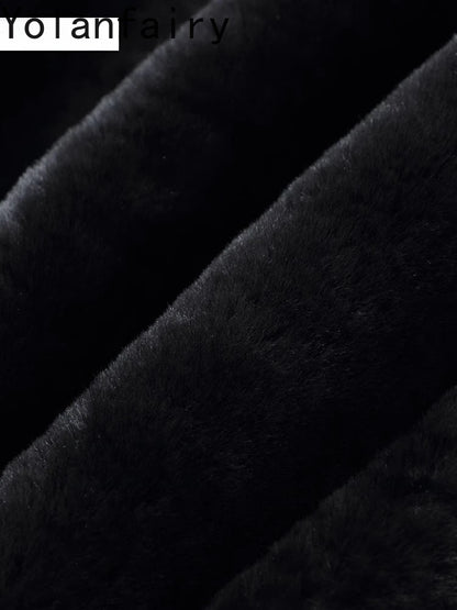 YOLANFAIRY Natural Sheepskin Leather Jacket Man Winter 2025 Sleeveless Real Wool Fur Coat Men's Short Black Vest Warm Waistcoat