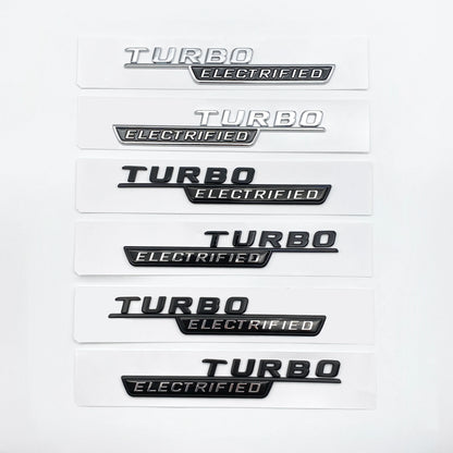 New Style TURBO ELECTRIFIED Letters Badge Car Tail Rear Trunk Tail Door Emblem Sticker For C43 Series