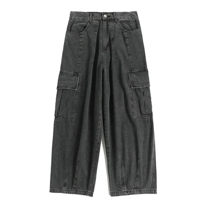 Baggy Jeans Men's Oversize Cargo Korean Black Wide Pants Streetwear Hip Hop Harajuku Male Fashion Straight Denim Pants