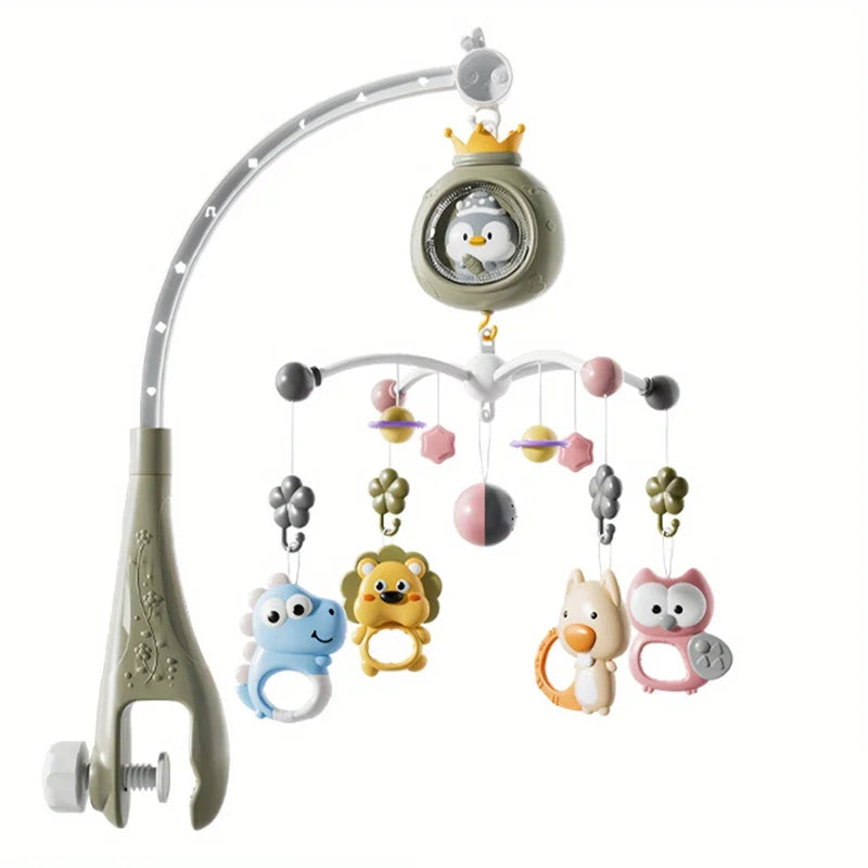Musical Baby Crib Mobile with Projector Remote Control Night Light Sensory Hanging Toy for Newborns Infant Stroller