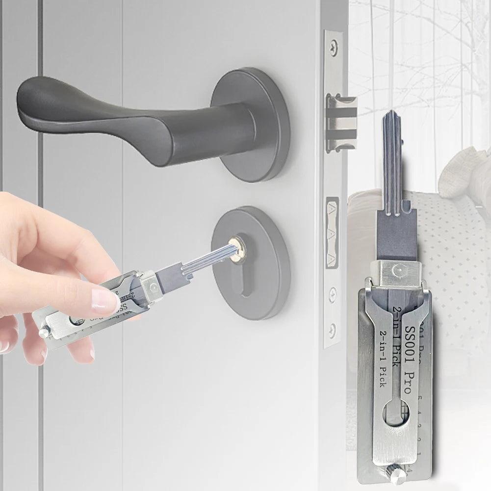 Stainless Steel Key Decoder 2 In 1 Precision Hook & Pick Set Lock Decoder O-ring Pickup Kit Maintenance Repair Hand Tools