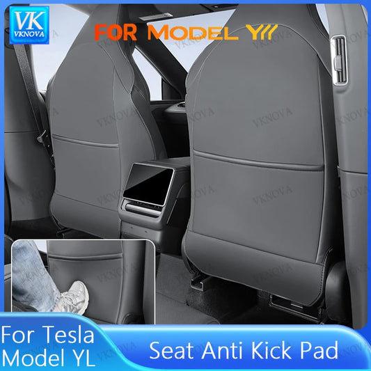 For Tesla Model Y L Launch 2025 2026+ Back Seat Cover 2PCS Leather Protector Wear-Resistant Kick Seatback Mats Accessories