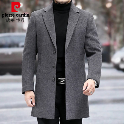 QYLVAWOY 67% Wool Men's Autumn Winter New Slim-Fit Mid-Length Double-Sided Woolen Coat Wool Trench Coat Outerwear LJ2146