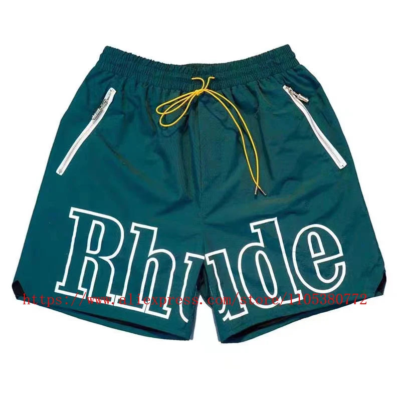 New Arrival RHUDE Print Casual Shorts Loose Street Shorts with Pockets Men's High Quality Shorts