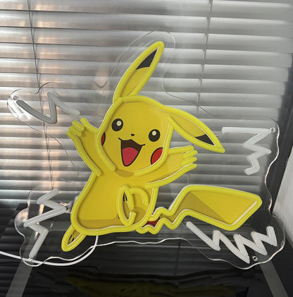 Custom Pokemon Pikachu Acrylic Neon LED Light Animes Artwork for Home Festival Party Salon Bar Hotel Business Shop,Etc.
