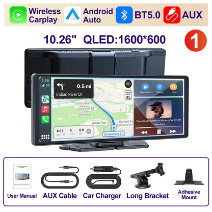 XIMA X10Plus Portable Wireless CarPlay and Android Auto Car Radio Multimedia  Stereo Audio GPS Navigation Dashboard  Mirrorlink