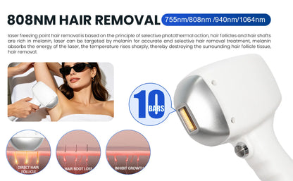 4 IN 1 Soprano Titanium Ice Platinum RF Diode 755 808 940 1064nm 4 Wave Laser ND:YAG Machine Painless Hair Removal Machine