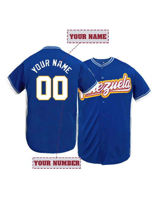 Customized Name and Number Men's Embroidery Baseball Jersey Venezuela Stitched Sportswear Personalized Short Sleeve Shirts
